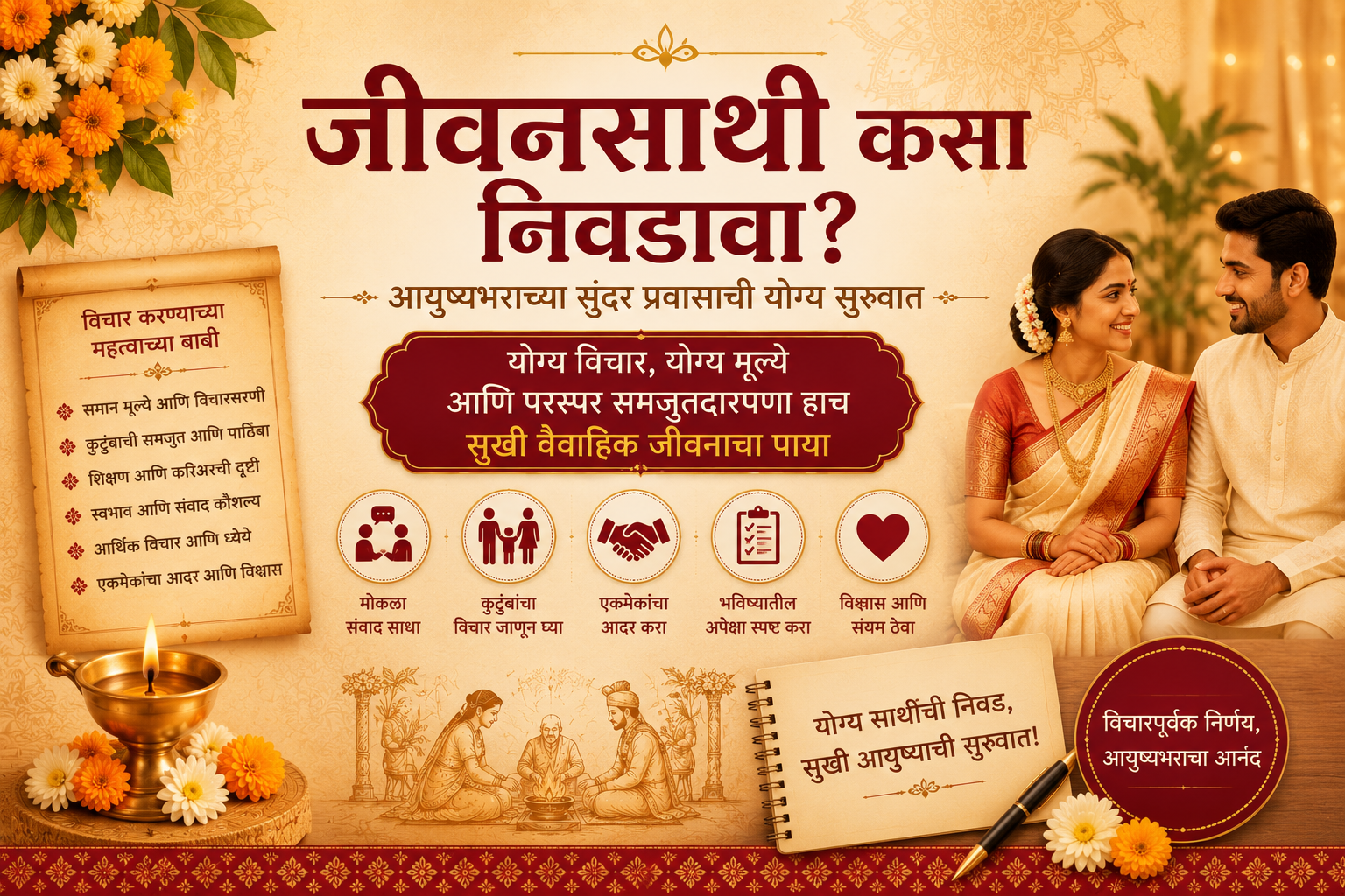 योग्य जीवनसाथी कसा निवडावा? — विचारात घ्यायच्या महत्त्वाच्या गोष्टी